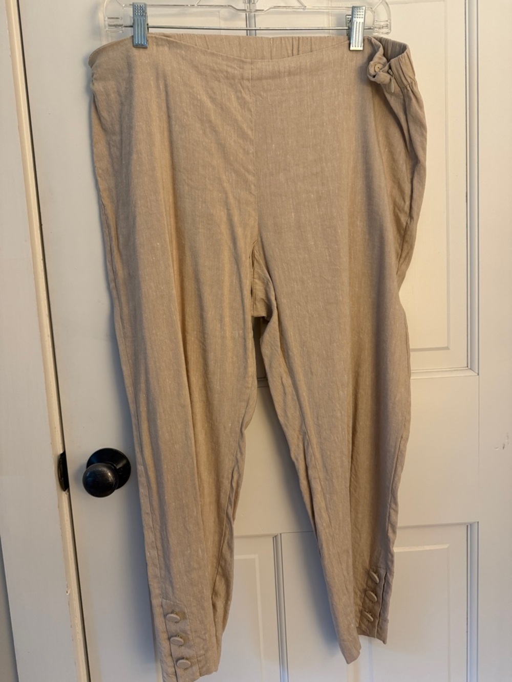 J. Jill Taupe Cropped Button-Hem Ankle Pants